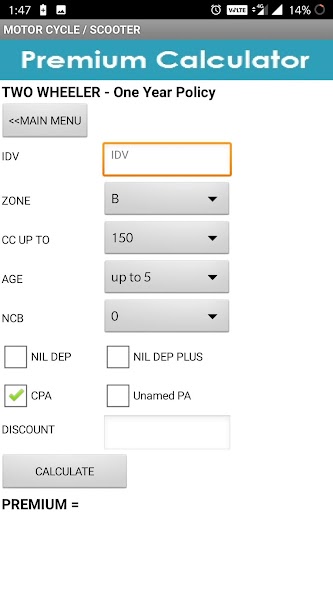 Premium Calculator