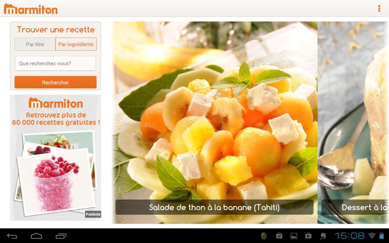 Marmiton Tablette : recettes