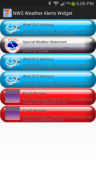 NWS Weather Alerts Widget