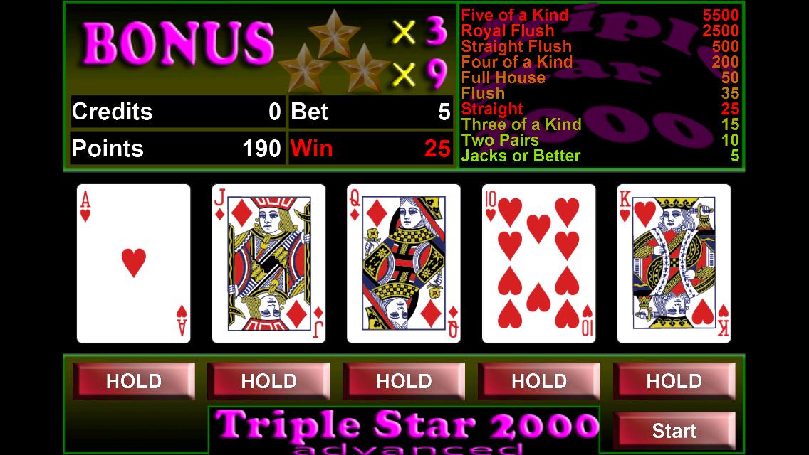 Triple Star 2000 Video Poker