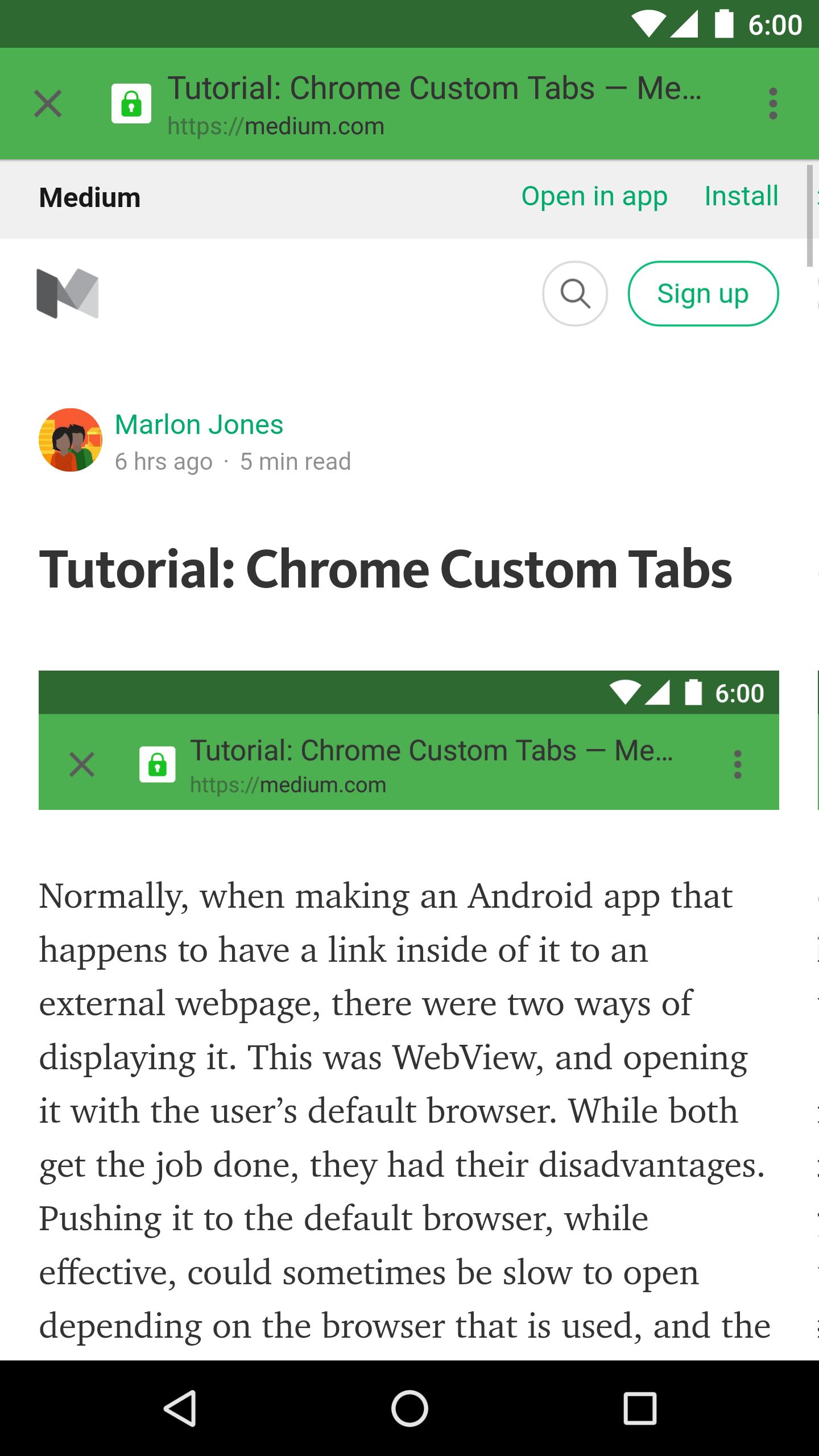 Dev Sample: Chrome Custom Tabs