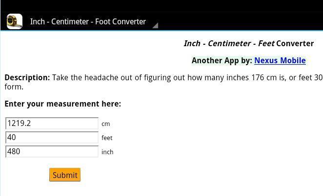 Inch/cm/Foot Conversion