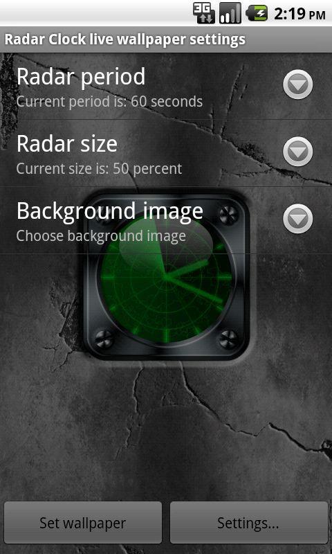 Radar Clock free livewallpaper