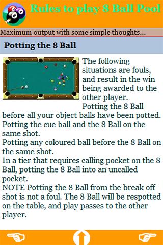 Rules to play 8 Ball Pool