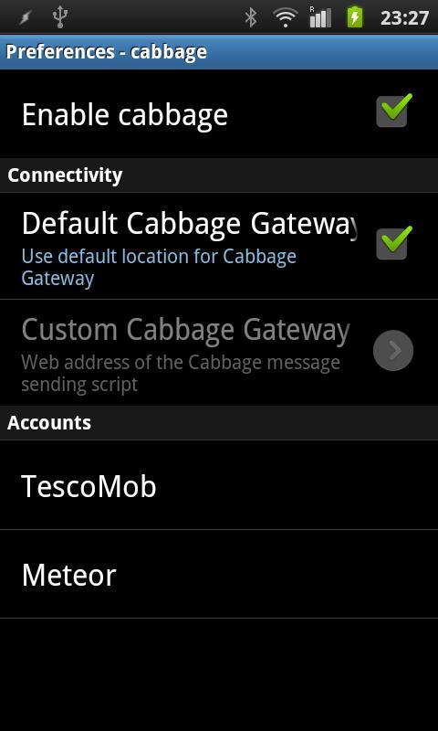 WebSMS: Cabbage Connector