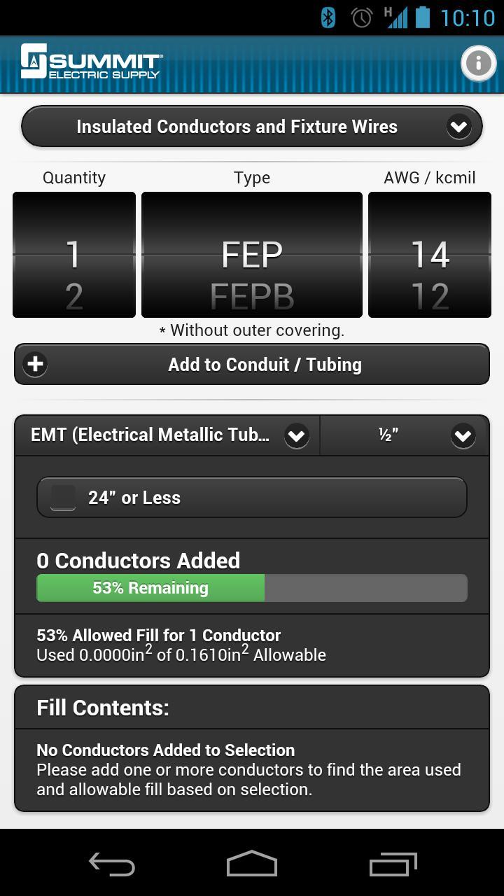 Conduit Fill Tracker