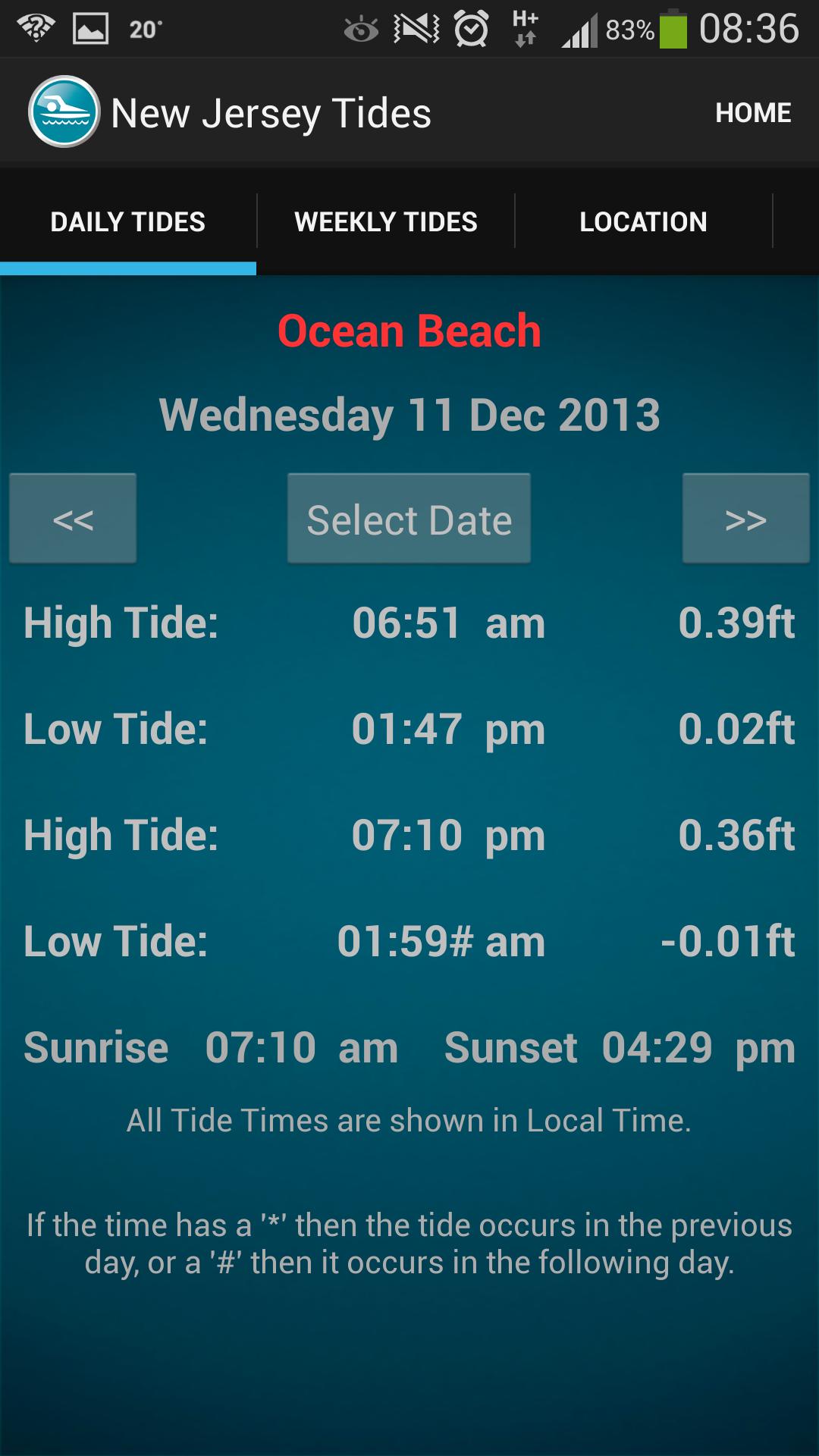 New Jersey Tide Times