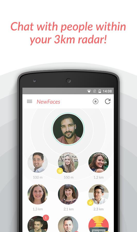 NewFaces.io 3km Chat Radar