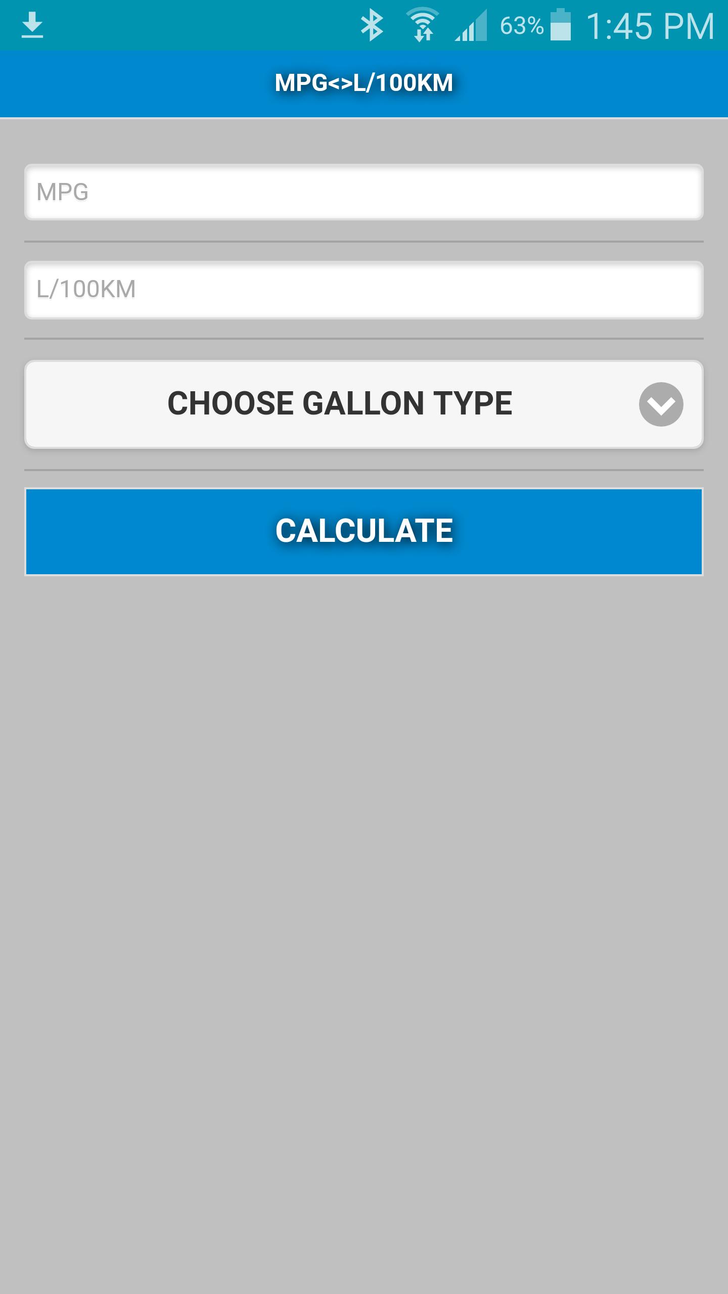 MPG to L/100Km Converter