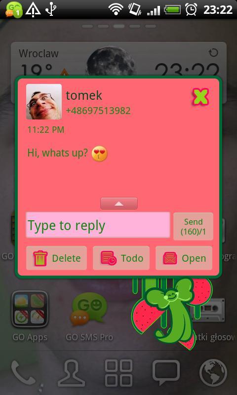 GO SMS Watermelon Heart Theme
