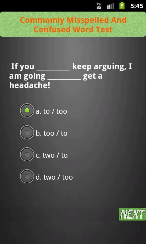 Commonly Confused Words Test