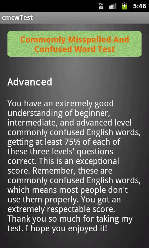Commonly Confused Words Test