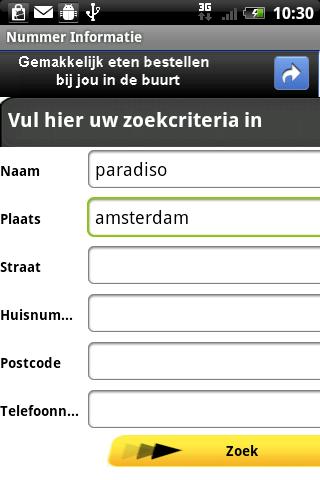 Telefoonboek nummerinformatie