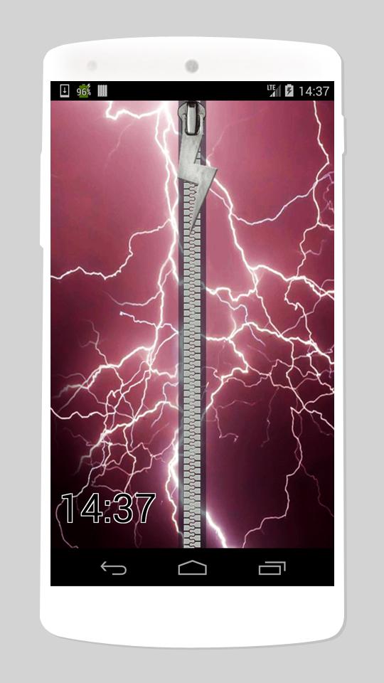 zipper lock screen with clock