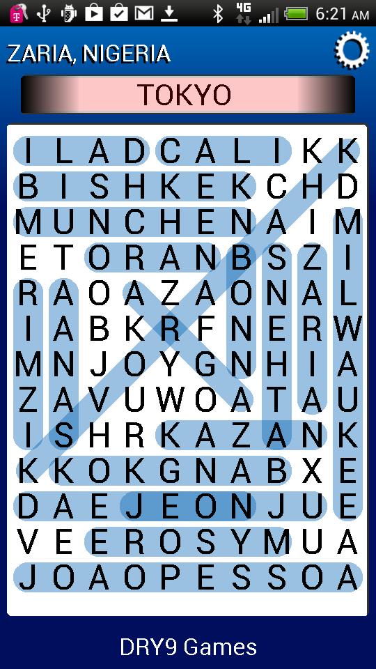 World City Names Word Search
