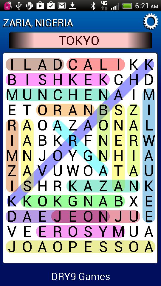 World City Names Word Search