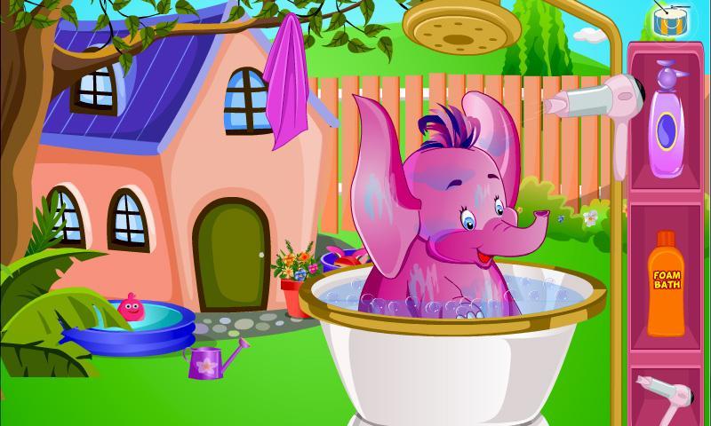 Elephant Bathing Girl Game