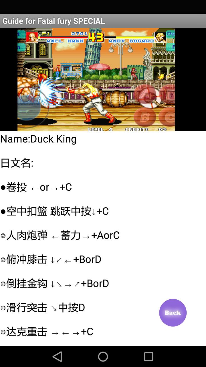 Guide for Fatal fury SPECIAL